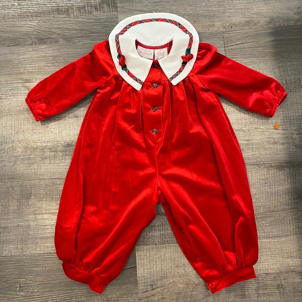 Vintage Allison Ann Red Ballon Legs Romper Christmas Outfit